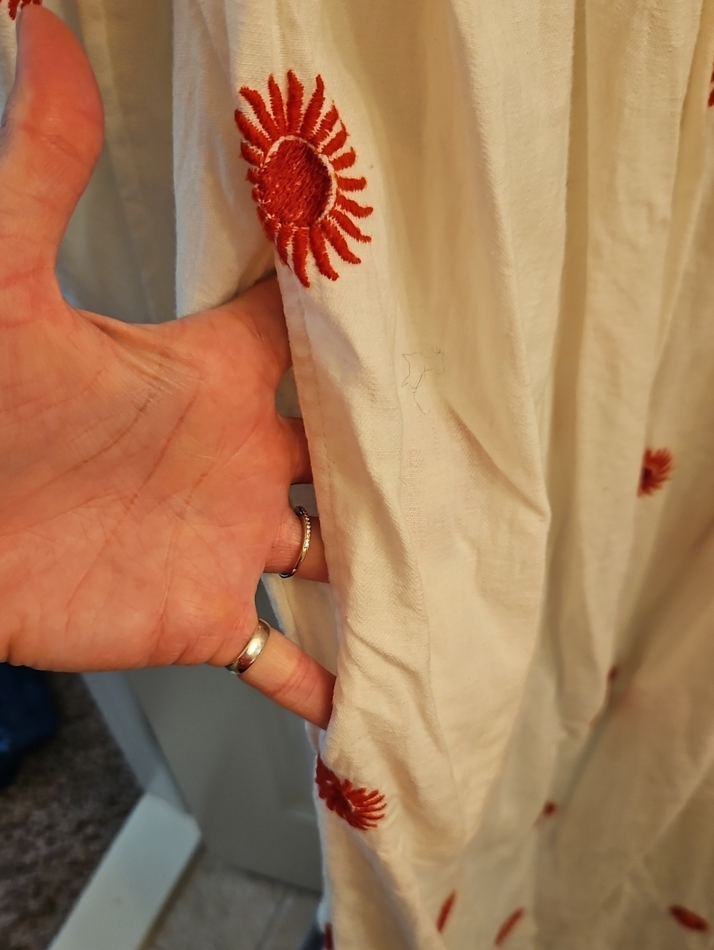 Free People White Emory Embroidered Midi Dress, L, Cotton, Coastal, Euro Summer - Picture 8 of 14